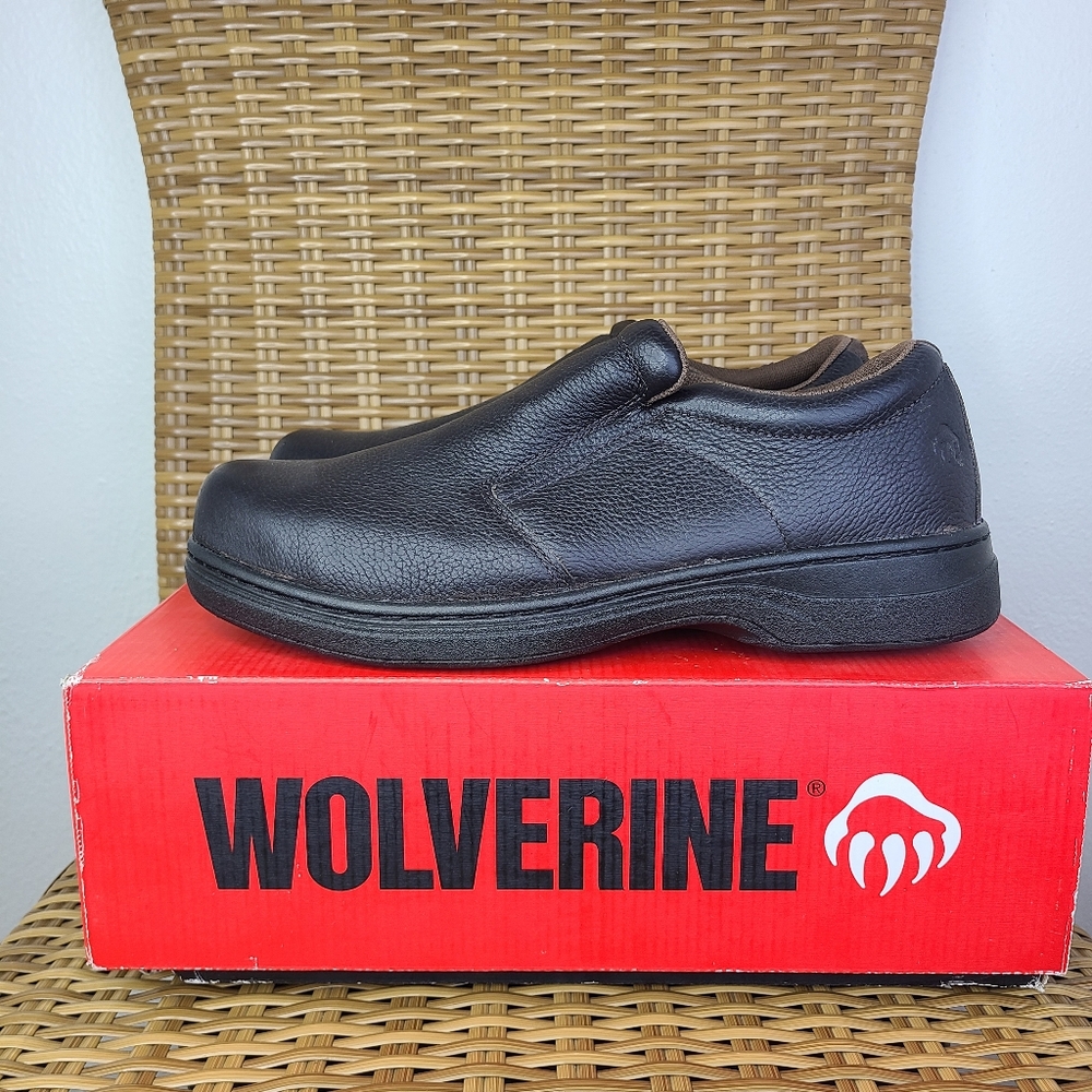 Wolverine Shoes Loafers Slip-On Brown Leather Steel Toe Men's Size 11
